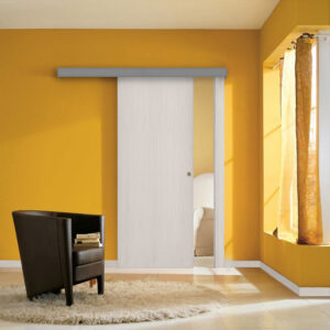 Porta laminata scorrevole con mantovana color bianco opaco