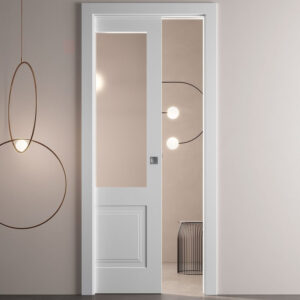 Porta interna laminata a scrigno con riquadri color bianco opaco